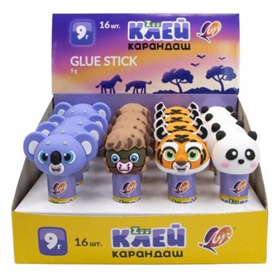 Клей-карандаш  9 гр "ZOO" с фигурной крышкой 34C 2258-08 Луч