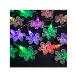 Гирлянда «Нить» 5 м с насадками «Снежинки», IP20, прозрачная нить, 20 LED, свечение мульти (RG/RB), мигание, 220 В