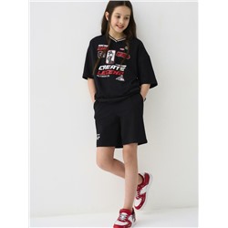 Комплект трикотажный для девочек: фуфайка (футболка), шорты