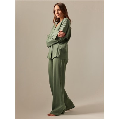 Пижама женская (рубашка, брюки) SL HOME Soft Home, размер 48-50, оливковая