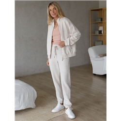 Бомбер свободный на молнии с карманами из эластичного футера трехнитки