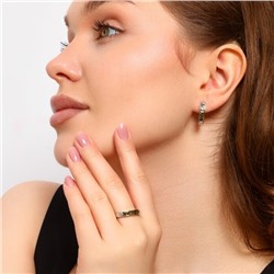 Комплект ювелирной бижутерии в форме дорожки серьги и кольцо 17 р, покрытие посеребрение, вставка: фианиты, цвет: зеленый, арт.213.657-17