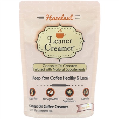 Leaner Creamer, Coconut Oil Coffee Creamer, Hazelnut, 9.87 oz (280 g)