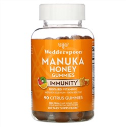 Wedderspoon, Manuka Honey, Immunity Gummies, Citrus,  90 Gummies