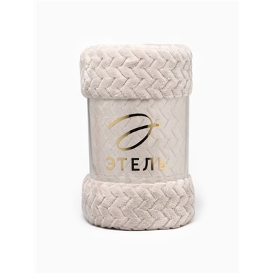 Плед «Этель» Zig-zag, 150×200 см, корал-флис, светло-серый