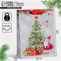 Пакет подарочный новогодний крафтовый «Новогоднего чуда», 23×27×11.5 см