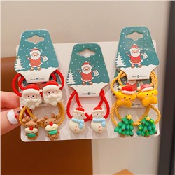 Детские Новогодние резинки для волос с фигурками, Набор 10 шт.