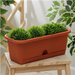 Ящик для цветов балконный с поддоном, 40 см, терракотовый
