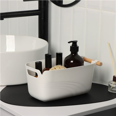 Контейнер для хранения с ручкой LaDom «Лаконичность», 27×14.8×11.8 см, белый