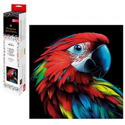 Алмазная мозаика по номерам 30х30 см "ЯРКИЙ ПОПУГАЙ" квадратные стразы 70807 Феникс