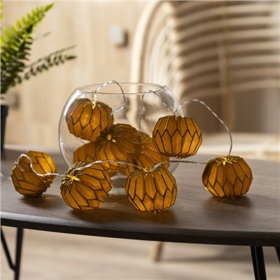 УЦЕНКА Гирлянда «Нить» 2 м с насадками «Фиолетовый фонарик», IP20, прозрачная нить, 10 LED, от батареек AAх2, свечение тёплое белое