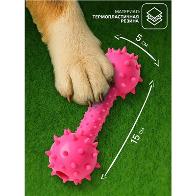 Игрушка жевательная «Грозная гантель», 15×5 см, розовая