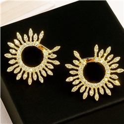 Серьги ювелирная бижутерия Итальянское золото (покрытие желтое 14к), вставка: фианиты, цвет: прозрачный, арт.313.142