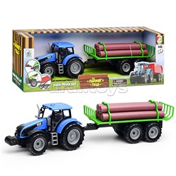 Трактор "Лесовоз" цвет синий, в коробке