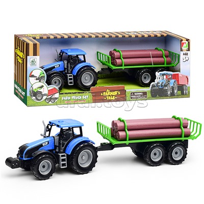 Трактор "Лесовоз" цвет синий, в коробке