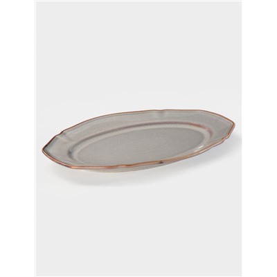 Блюдо сервировочное Magistro Vintage, 31×21.5×2.8 см, фарфор, серое