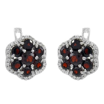 Серьги из серебра гранат, Зима
