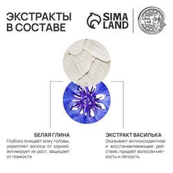 Шампунь для волос с белой глиной и экстрактом василька, глубокое очищение и восстановление, 410 мл, URAL LAB