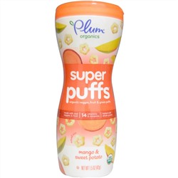 Plum Organics, Super Puffs, органические колечки с овощами, фруктами и злаками, манго и сладкий картофель, 42 г (1,5 унции)