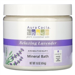 Aura Cacia, Ароматерапевтическое минеральное средство для ванны, расслабляющая лаванда, 16 унций (454 г)