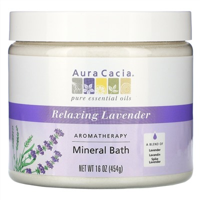 Aura Cacia, Ароматерапевтическое минеральное средство для ванны, расслабляющая лаванда, 16 унций (454 г)