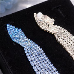 Длинные клипсы "Вечерние", цвет: серебристый и голубой, арт.012.086