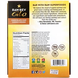 Raw Rev, Glo, Печенье с шоколадной крошкой, 12 батончиков, 1,6 унц. (46 г) каждый