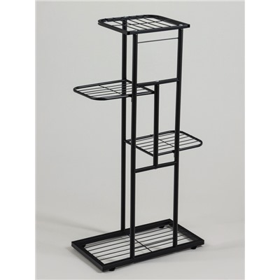 Подставка для цветов Greengo, 4 полки, 43×22×82 см, напольная, металл, чёрная