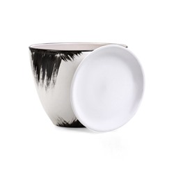 Горшок для цветов «Штрих», 8 л, d=30 см, h=23 см, с поддоном, керамика, белый