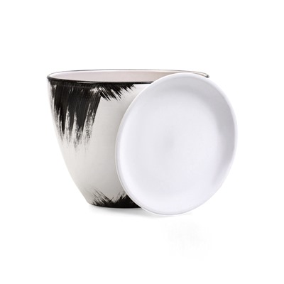 Горшок для цветов «Штрих», 8 л, d=30 см, h=23 см, с поддоном, керамика, белый