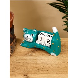 Календарь настольный «Кошка», 14×5.4×10 см, дерево, зелёный