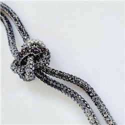 Колье длинное со сверкающими стразами, цвет: серебристый, стразы цвет: прозрачный переливающийся и сине-серый, арт. 748.379