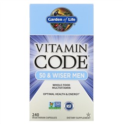 Garden of Life, Vitamin Code, мультивитамины из цельных продуктов для мужчин от 50 лет, 240 вегетарианских капсул