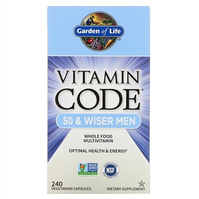 Garden of Life, Vitamin Code, мультивитамины из цельных продуктов для мужчин от 50 лет, 240 вегетарианских капсул