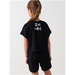 Комплект трикотажный для девочек: фуфайка (футболка), шорты