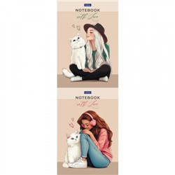 Блокнот А5 40л клетка на склейке "With love" жесткая подложка (093198) Хатбер