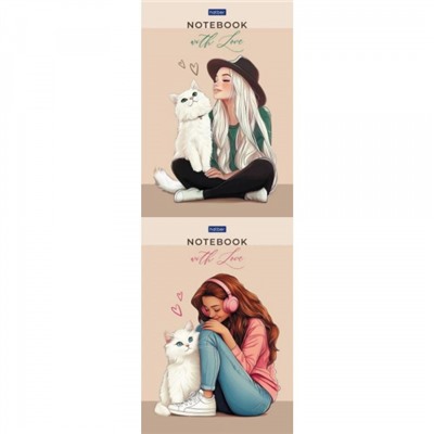 Блокнот А5 40л клетка на склейке "With love" жесткая подложка (093198) Хатбер