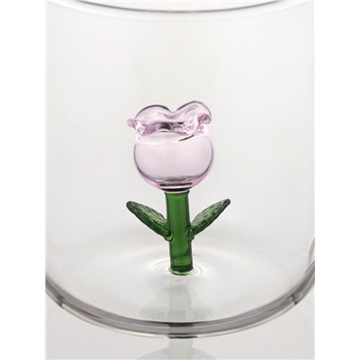 Кружка «Розочка», 320 мл, 9×12.5×9 см, с фигуркой, стекло, прозрачная, розовая