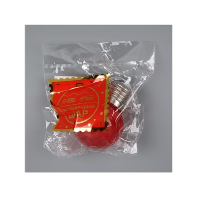 Ёлочный шар «Зимний узор красный», d=5 см, 1 LED, от батареек AG13×3, свечение тёплое белое