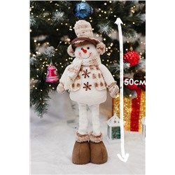 Игрушка новогодняя с выдвижными ногами Снеговик в наушниках в шляпе НАТАЛИ, 1224714