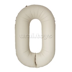 Шар (40''/102 см) Цифра, 0 Slim, Кремовый Латте, Матовый, 1 шт. в уп.