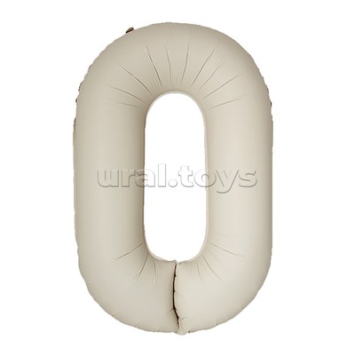 Шар (40''/102 см) Цифра, 0 Slim, Кремовый Латте, Матовый, 1 шт. в уп.