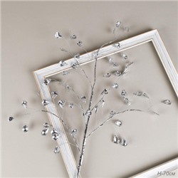 Ветка декоративная стеклярус 70 см / SA23490 /уп 324/серебро