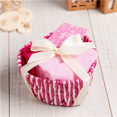 Салфетки махровые декоративные «Этель. Сердечко», 4 шт., 30×30 см, хлопок 100%, фуксия