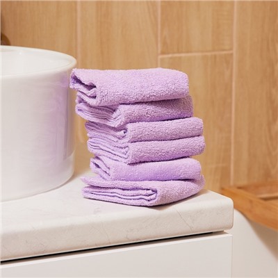 Салфетки махровые декоративные «Этель», 6 шт., 30×30 см, хлопок 100%, фиолетовые