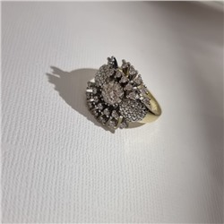 Кольцо 22 р ювелирная бижутерии Итальянское золото (покрытие желтое 14к), серьги, кулон и кольцо 20 р, вставка: фианиты, цвет: прозрачный, арт.217.549-22