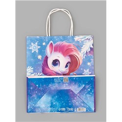 Пакет подарочный новогодний «Лошадь 2026», белый крафт, 22×25×12 см