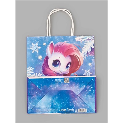 Пакет подарочный новогодний «Лошадь 2026», белый крафт, 22×25×12 см