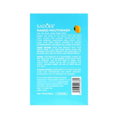 Ополаскиватель для полости рта в стиках со вкусом манго, 20 шт. по 10 мл
