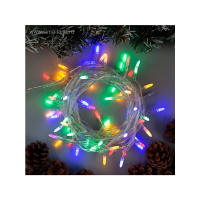 Гирлянда «Нить» 10 м с насадками «Игла», IP20, прозрачная нить, 100 LED, свечение мульти, 8 режимов, 220 В